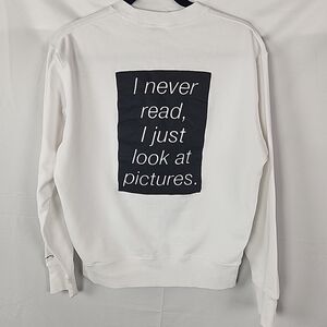 UNIQLO The Philosophy of Andy Warhol Sweatshirt Men Small White Quote Artsy